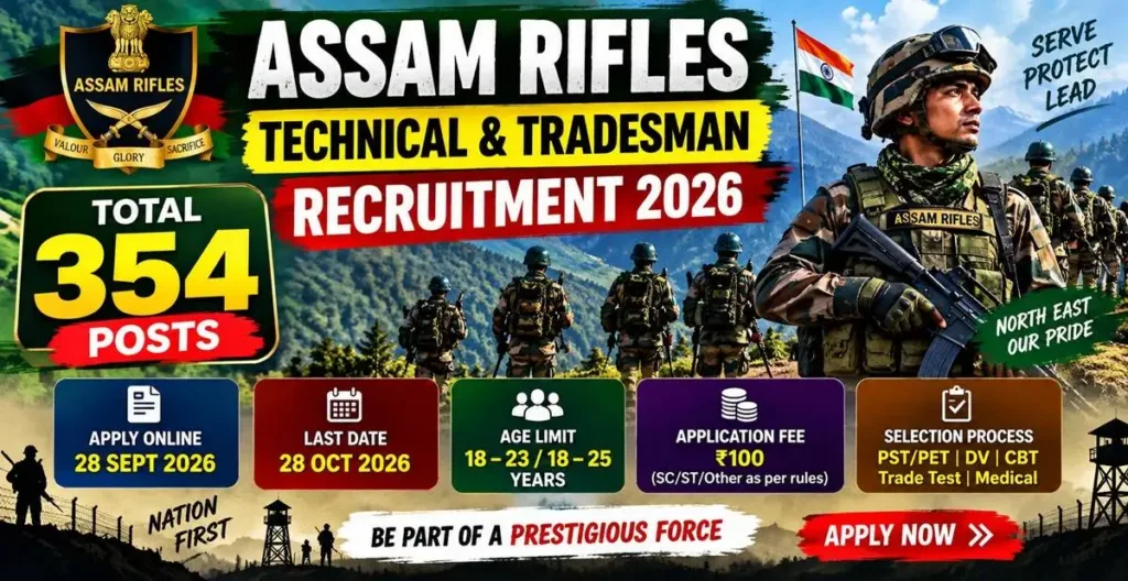 Assam Rifles Technical And Tradesman Recruitment